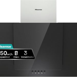 Hisense CH6IN6BXBG - Campana Decorativa 60 cm, Capacidad de Succión de 650 m³/h, Iluminación LED, Filtro de aluminio de Fácil Mantenimiento [Clase de eficiencia energética B]